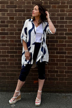 Long Abstract Print Cotton Shirt
