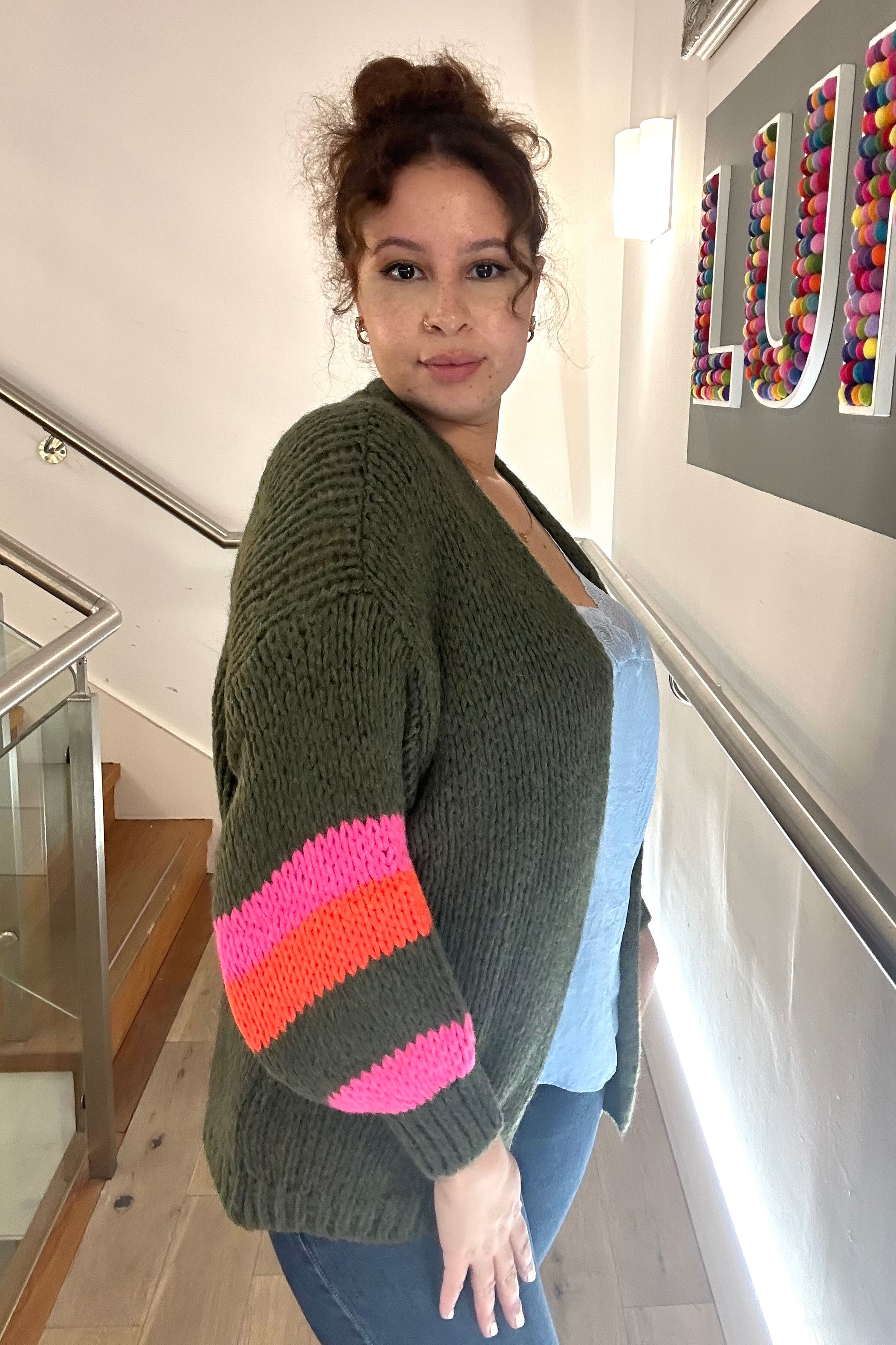 Contrast stripe cardigan store