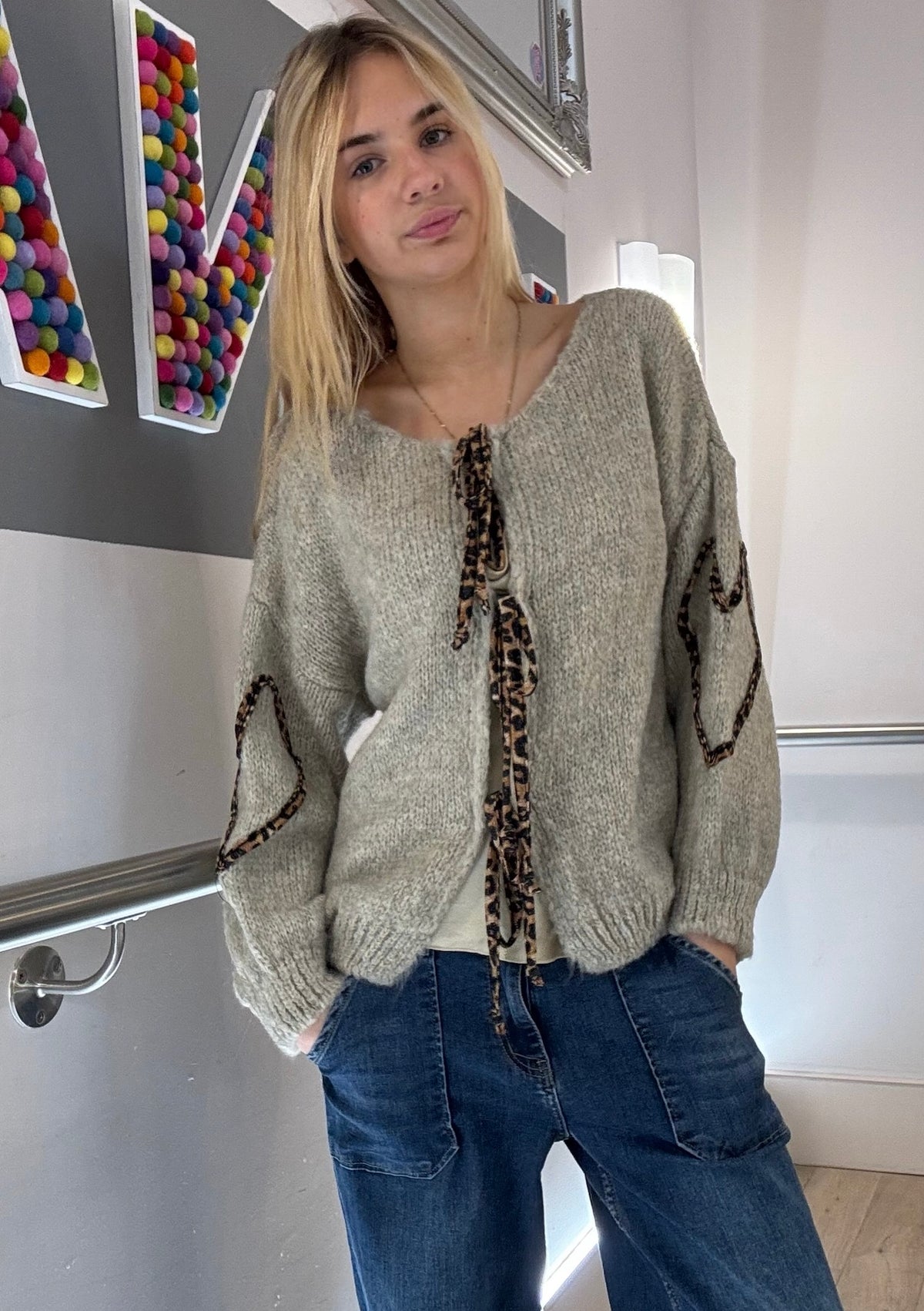 Leopard Tie Front Cardigan