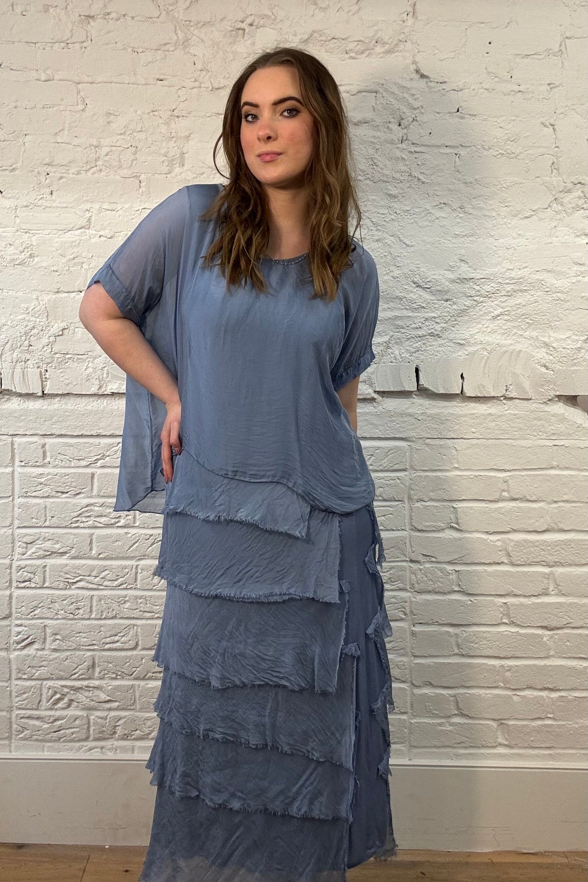 Vestido superpuesto de seda