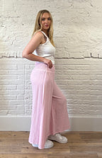 Cotton & Linen Mix Shirred Waist Trousers