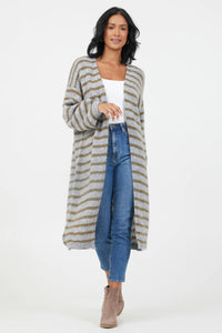 Suzy D Striped Long Cardi