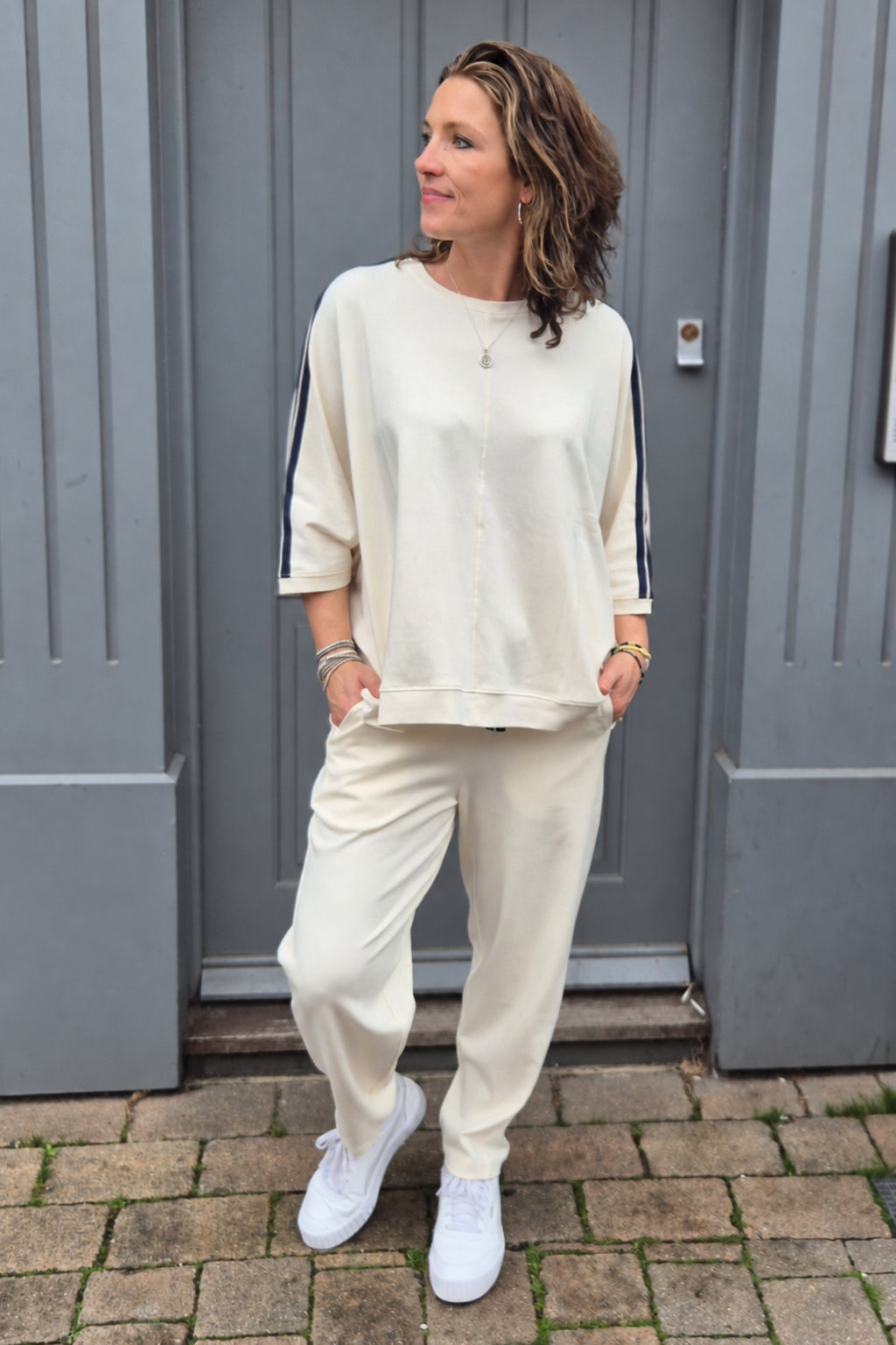 Felisa Oversized 3/4 Stripe Sleeve Top