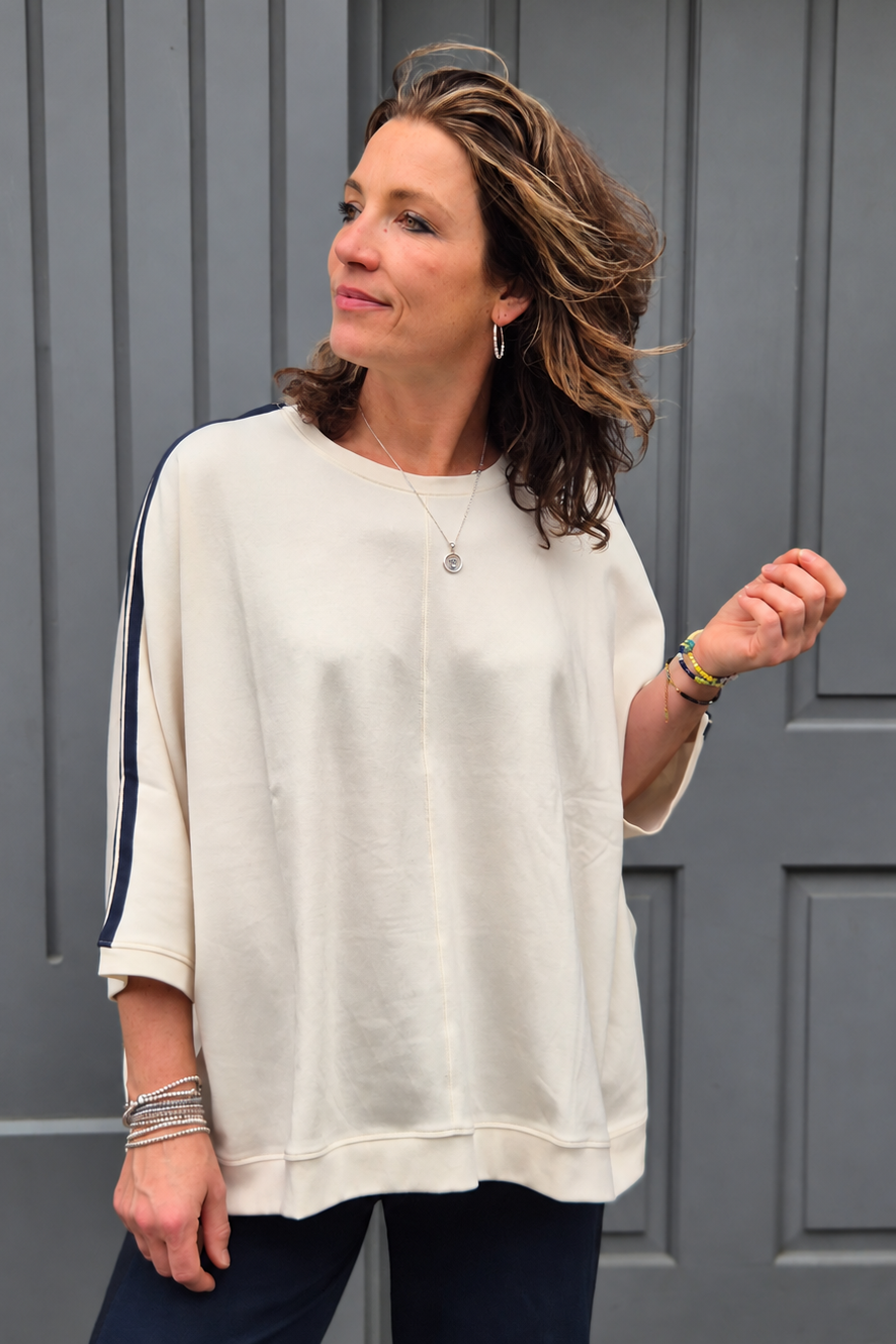 Felisa Oversized 3/4 Stripe Sleeve Top