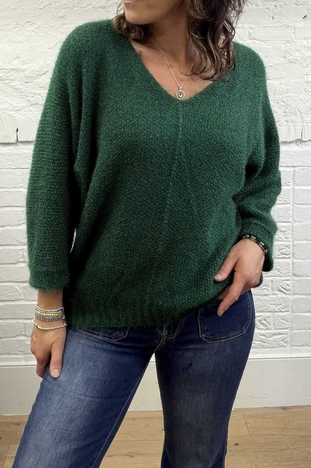 Jersey de cuello en V esponjoso