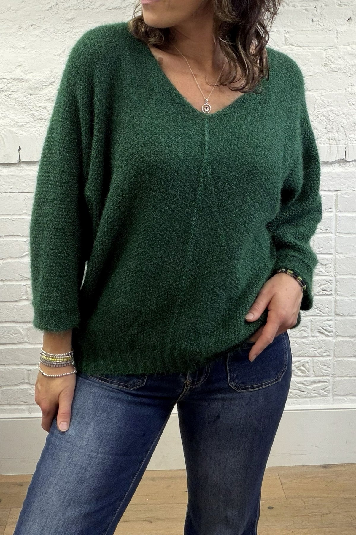 Jersey de cuello en V esponjoso