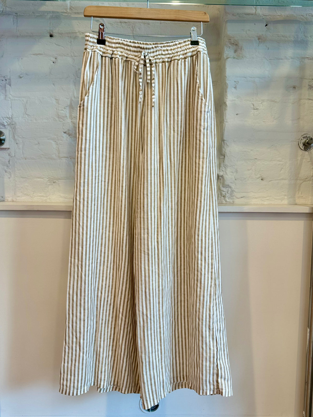 Striped tie front pants shop