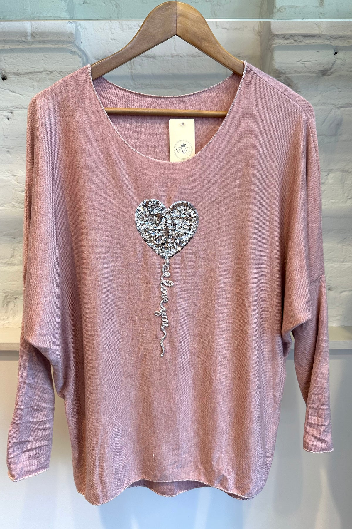 Sequin Balloon Heart Top