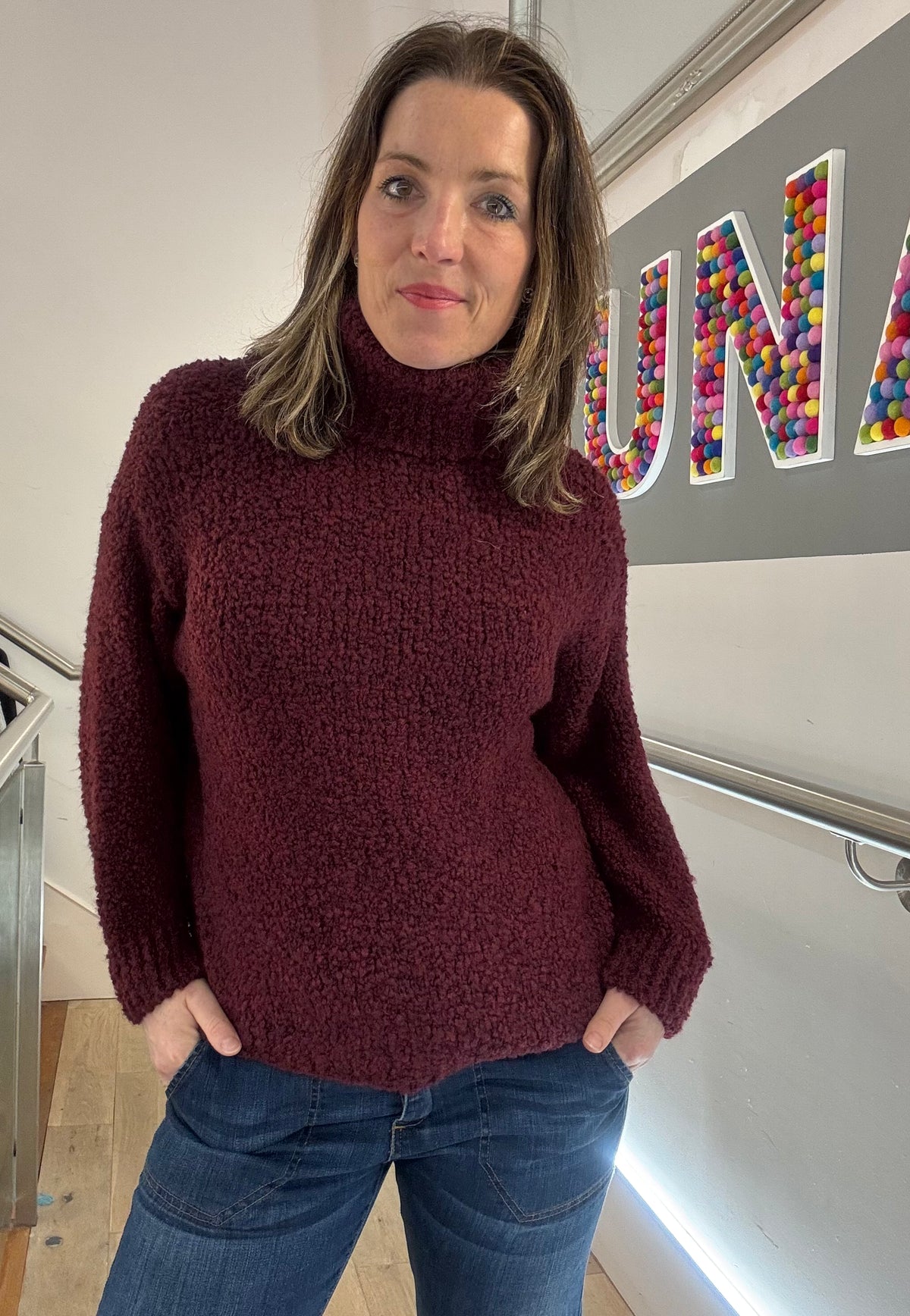 Cowl Neck Boucle Jumper