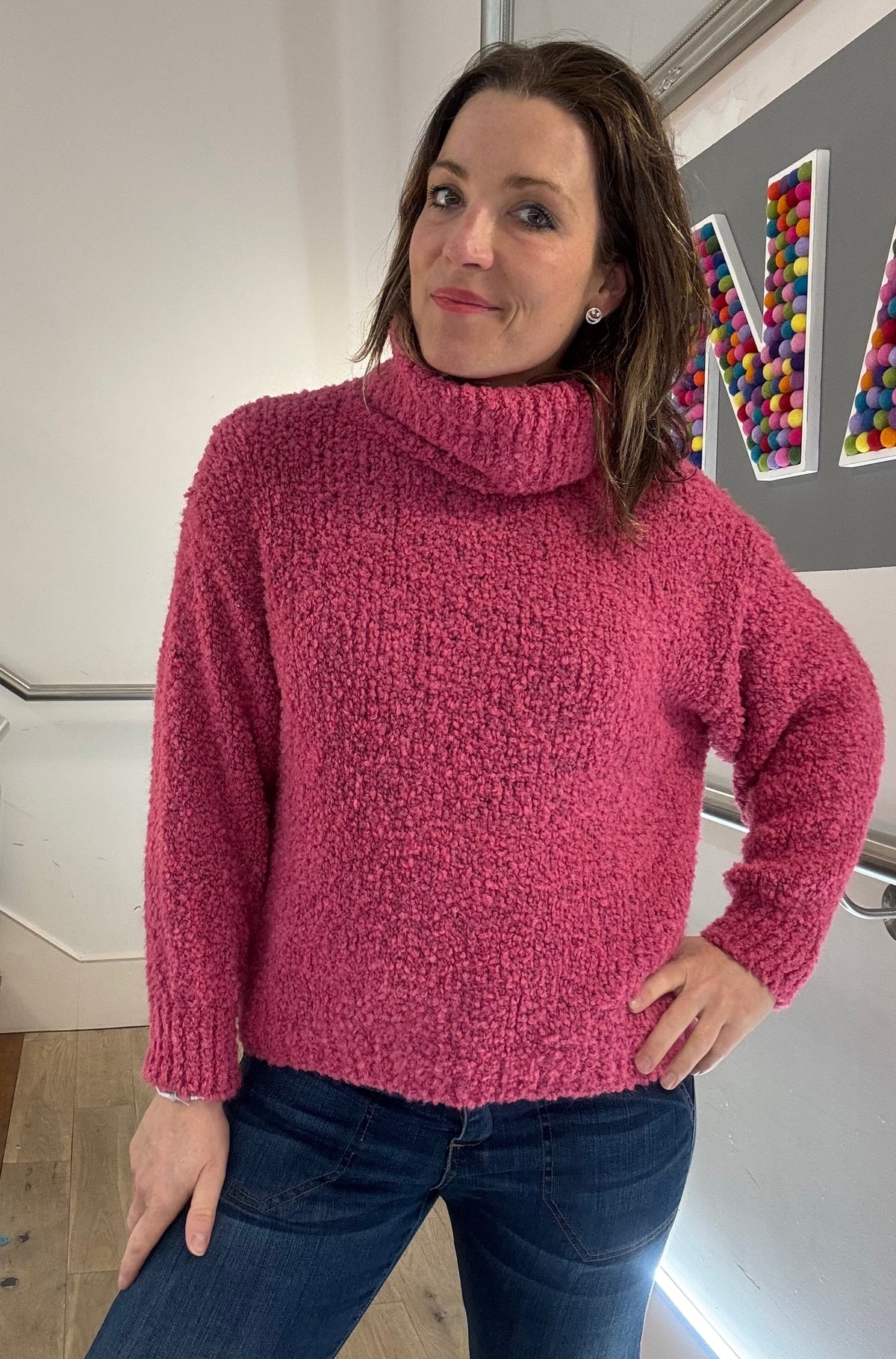 Cowl Neck Boucle Jumper