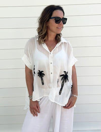 Sequin Detail Palm Tree Shirt