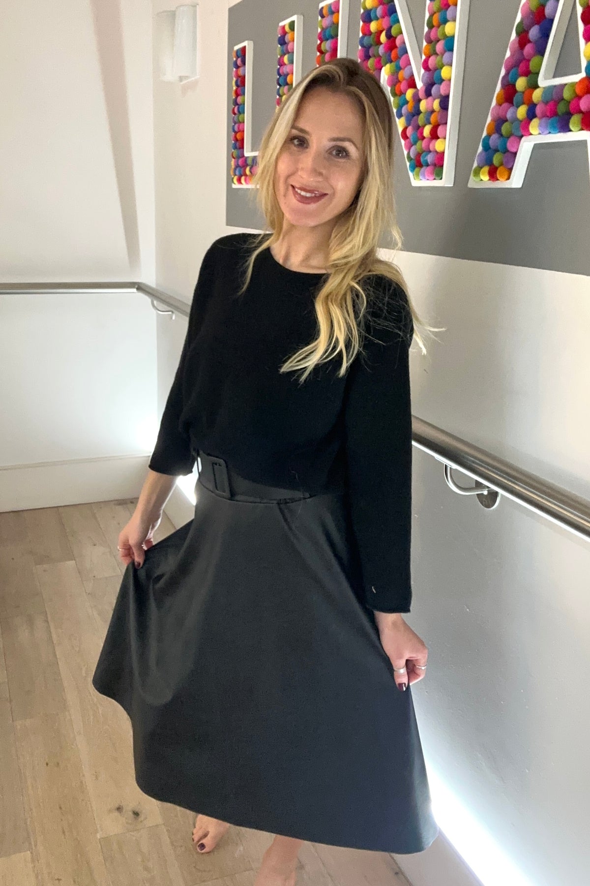 Vegan Leather Belted Skirt