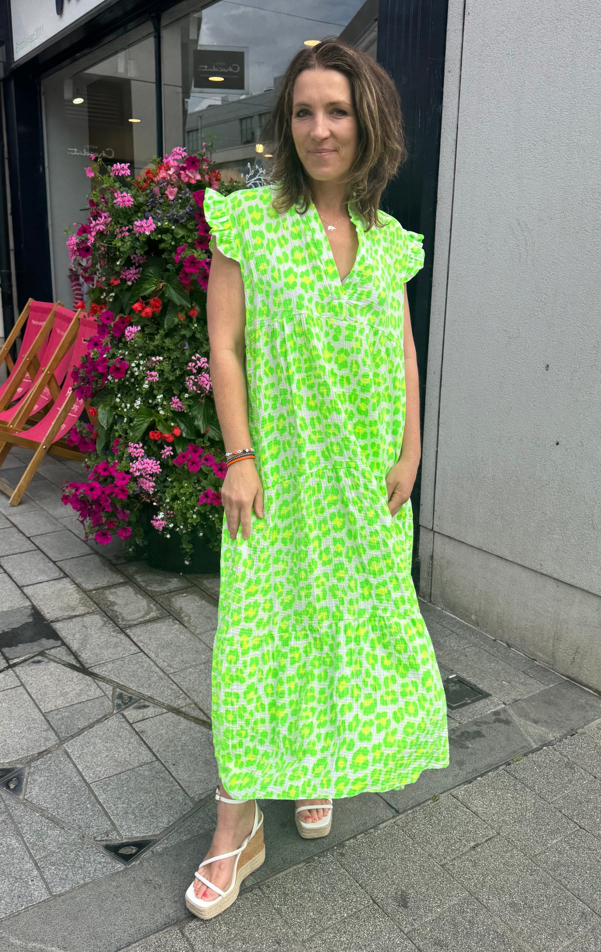 Leopard Flutter Sleeve Maxi Dress