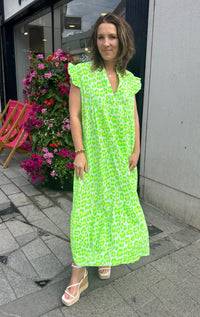 Leopard Flutter Sleeve Maxi Dress