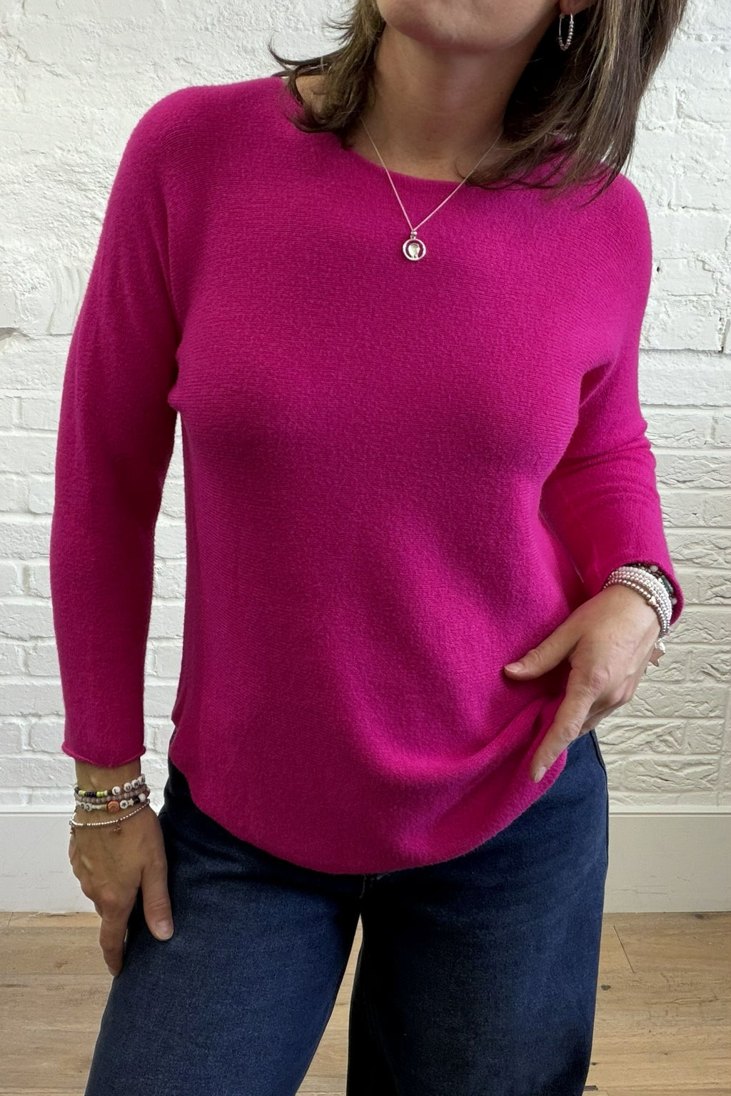 Phoebe Curved Hem Round Neck