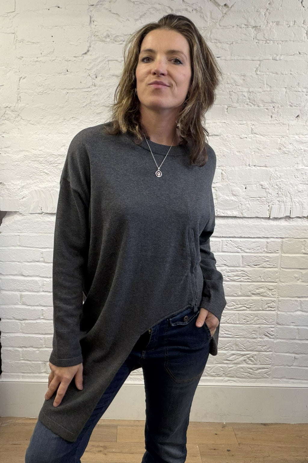 Bellatrix Asymmetric Zip Detail Knit