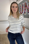 Soft Striped V-Neck Long Sleeve Top