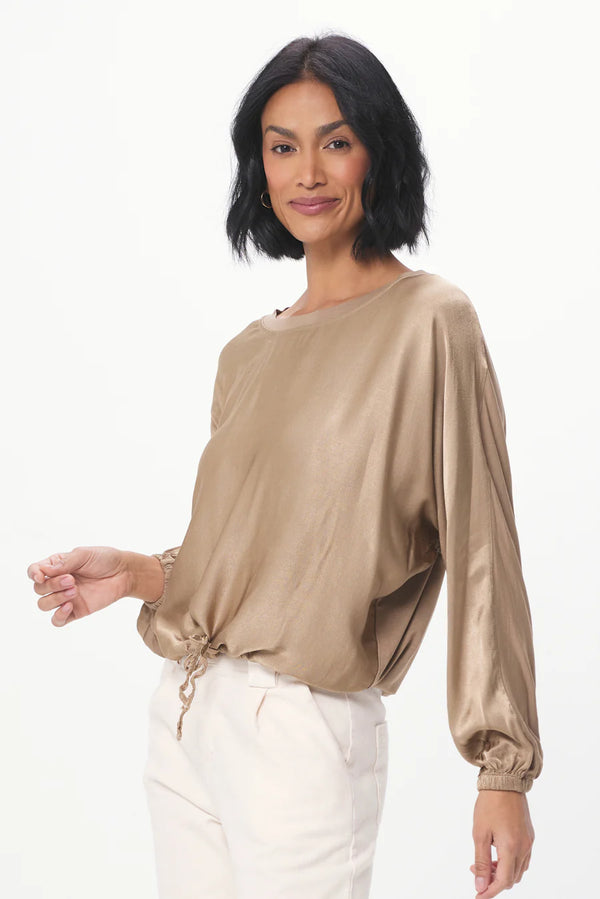 Satin Front Drawstring Top