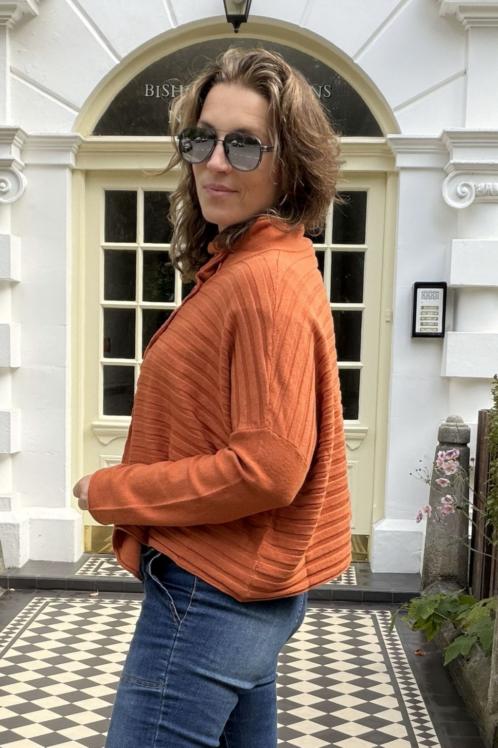 Serafina Cowl Neck Button Knit