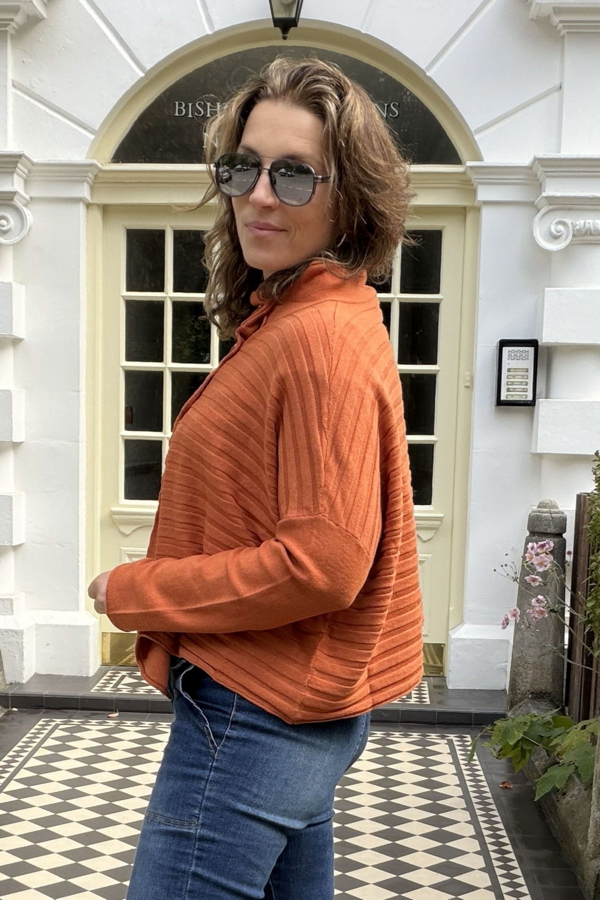 Serafina Cowl Neck Button Knit