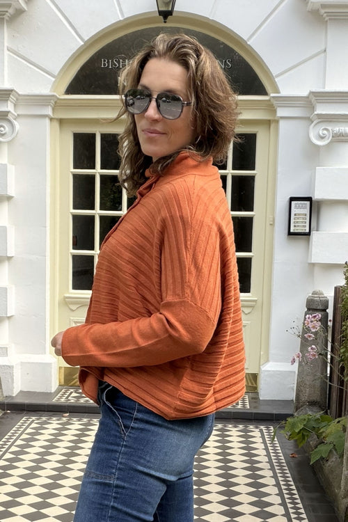 Serafina Cowl Neck Button Knit