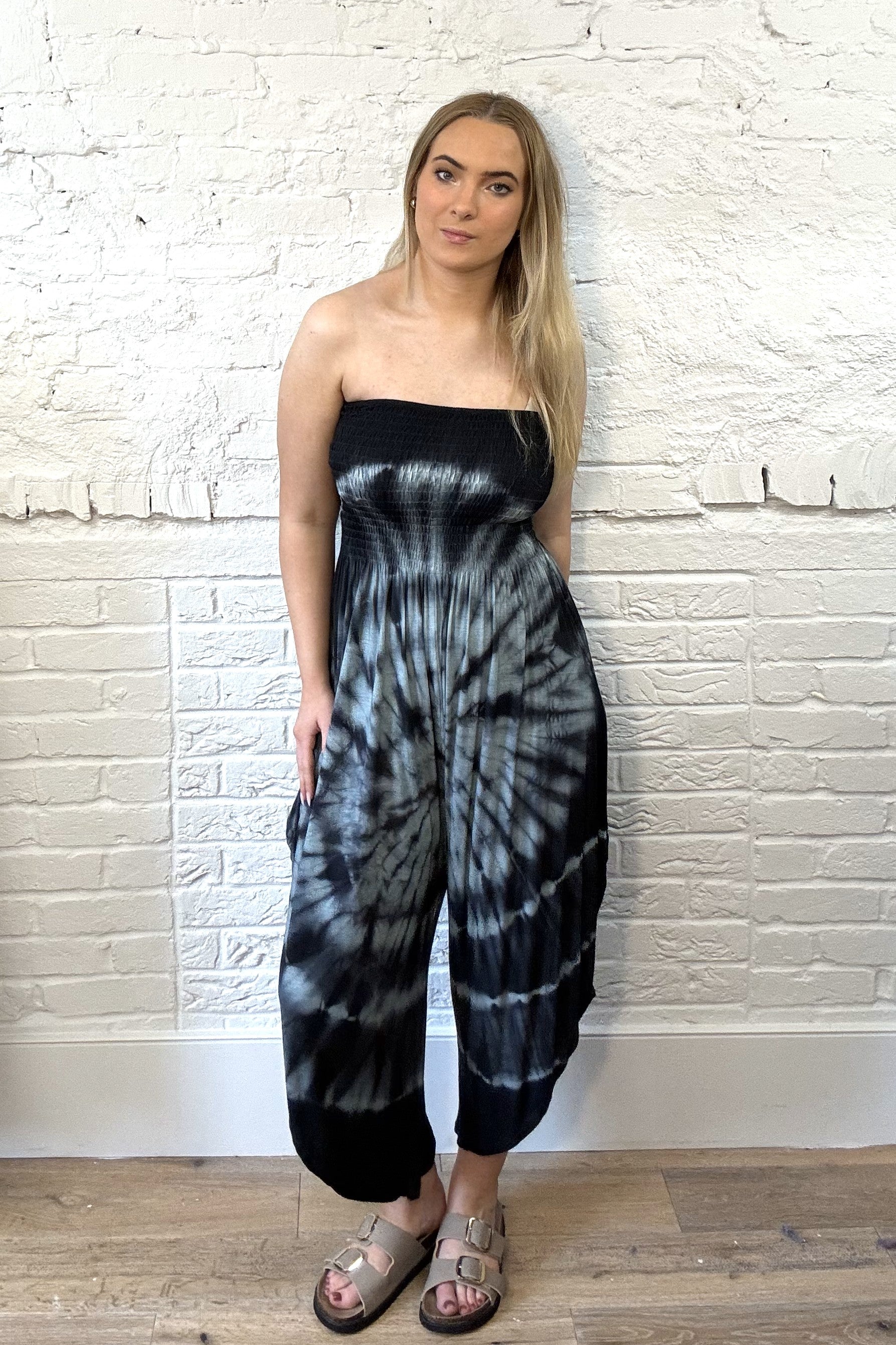 Tie Dye Strapless Jumpsuit
