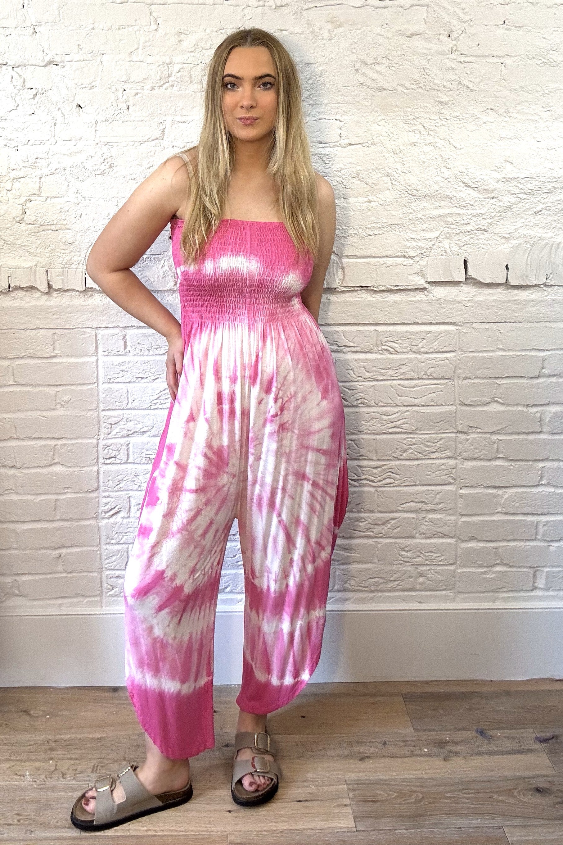 Tie Dye Strapless Jumpsuit