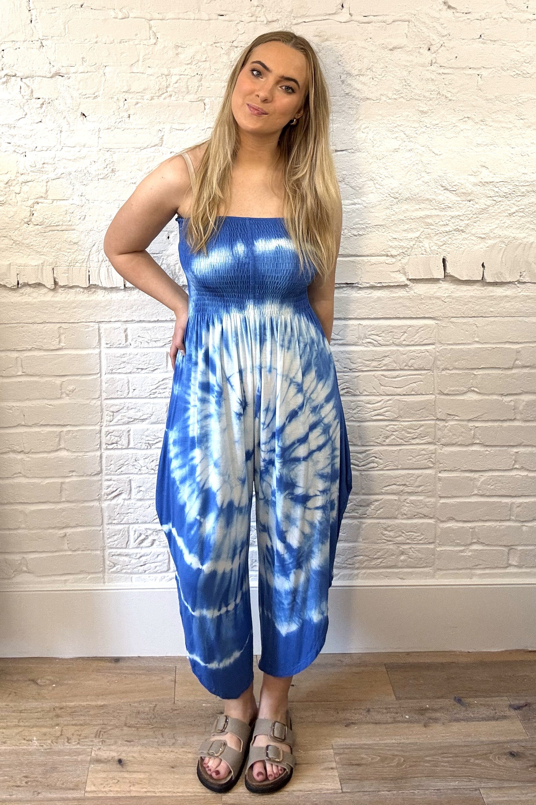 Tie Dye Strapless Jumpsuit