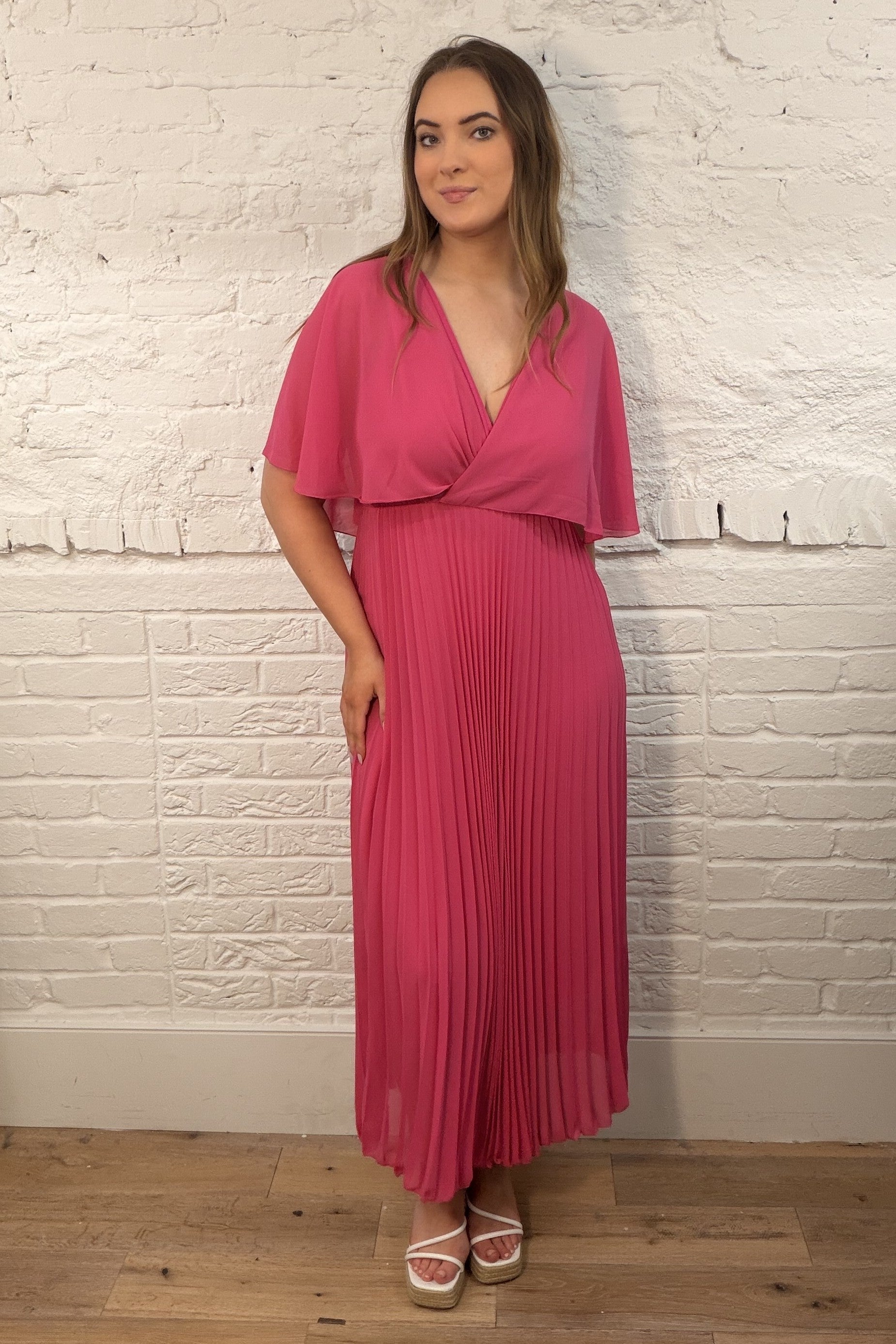 Mariella Pleated Chiffon Dress