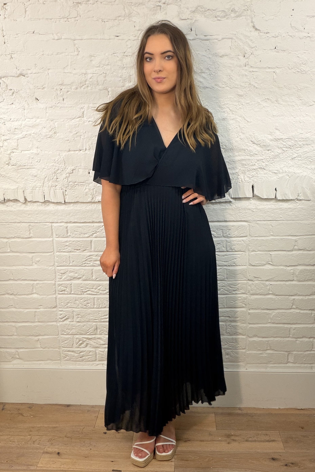 Mariella Pleated Chiffon Dress