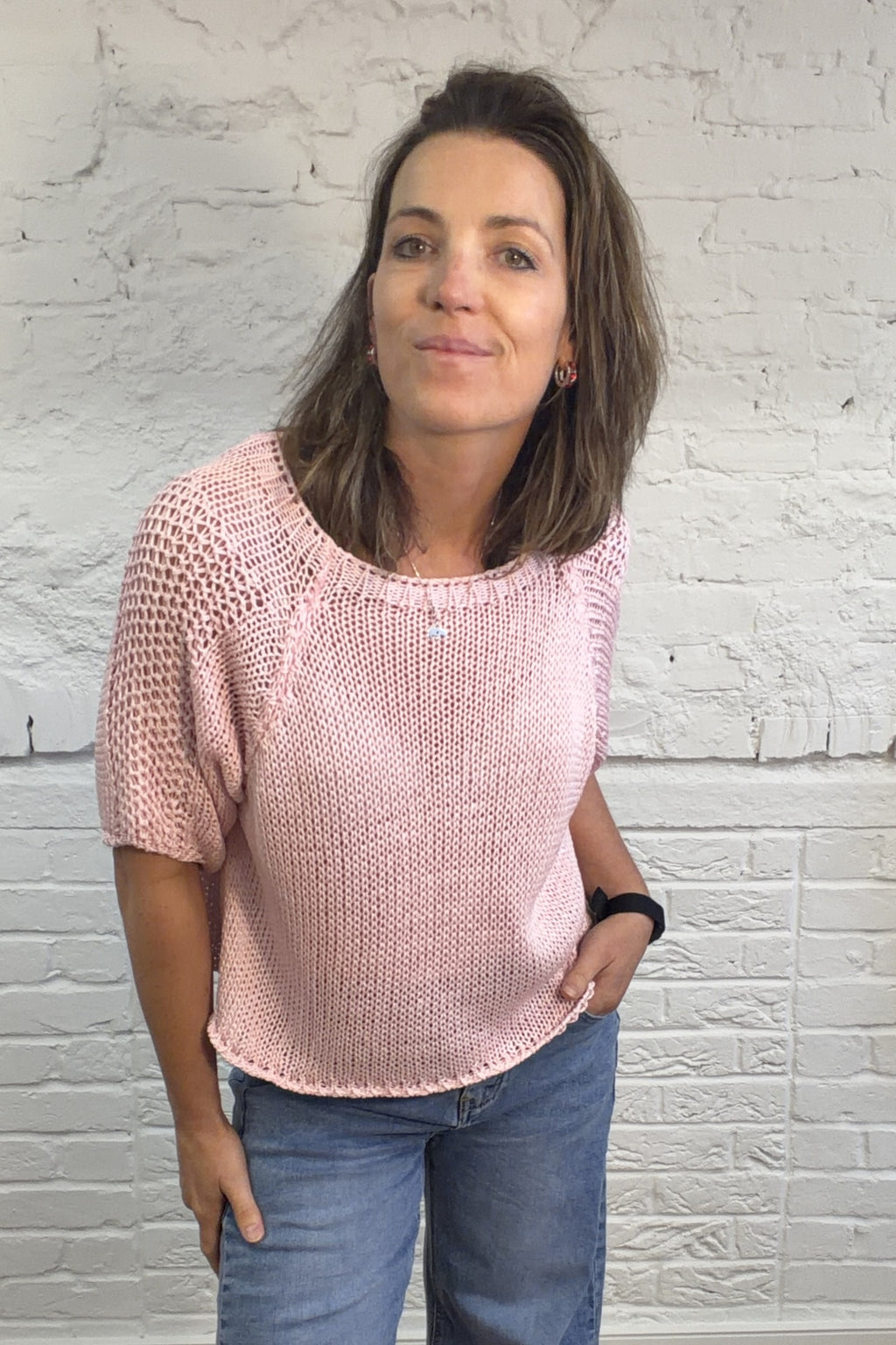 Kiki Cotton Crochet Knit Sweater