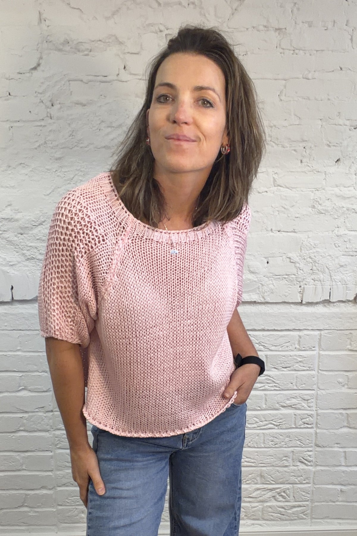 Kiki Cotton Crochet Knit Sweater