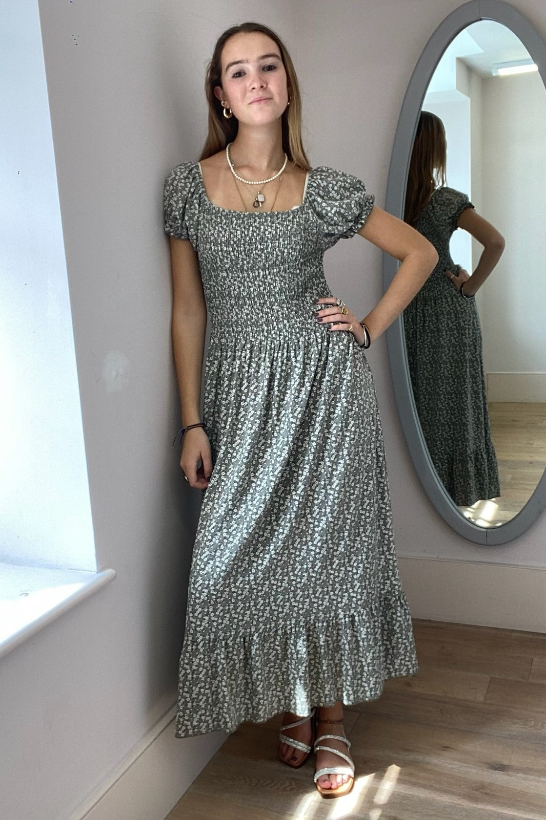 Ditsy Floral Smocked Maxi Dress