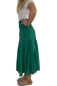 Pleated Cotton Midi Skirt