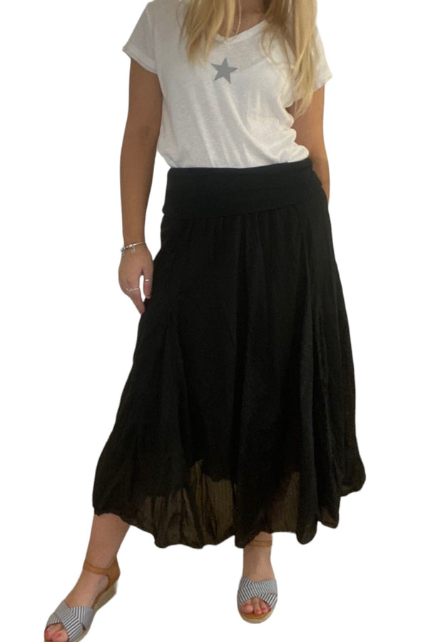 Pleated Cotton Midi Skirt