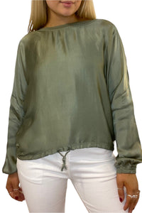 Satin Front Drawstring Top