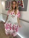 Abstract Botanical Print Dress