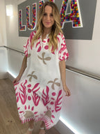 Abstract Botanical Print Dress