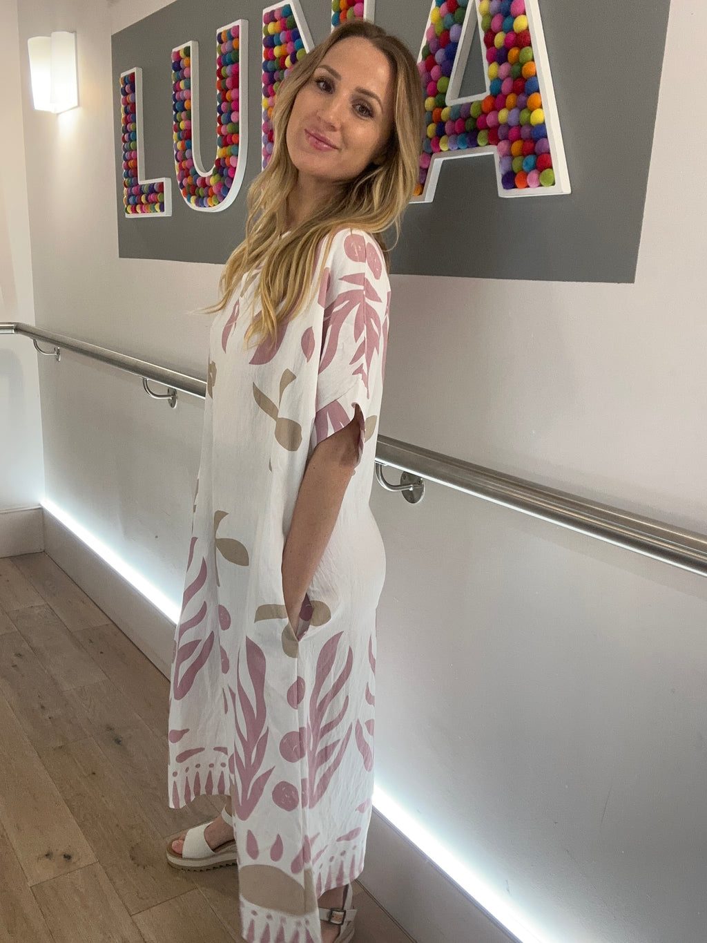 Abstract Botanical Print Dress