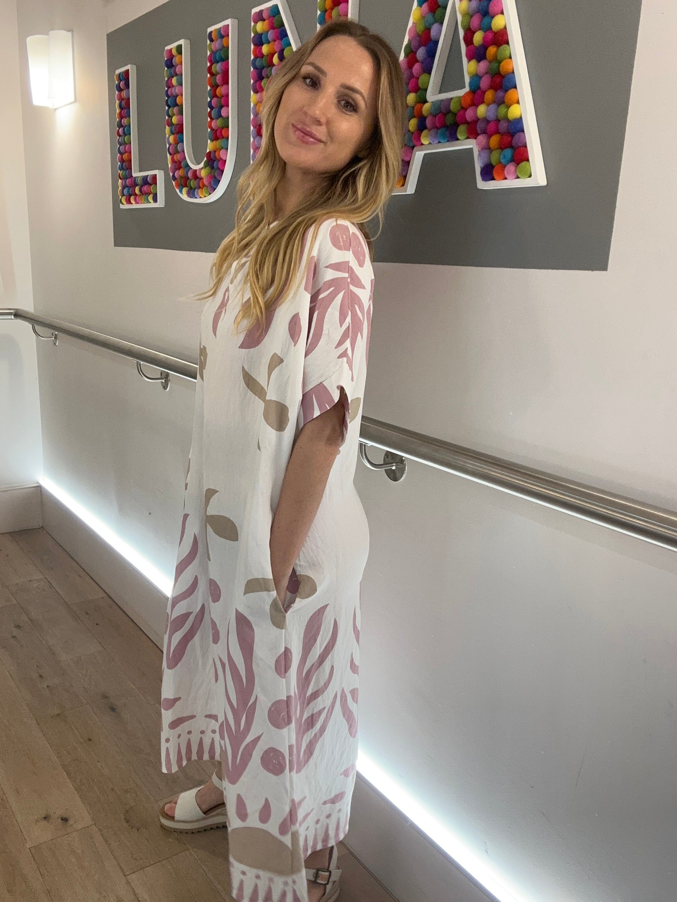 Abstract Botanical Print Dress