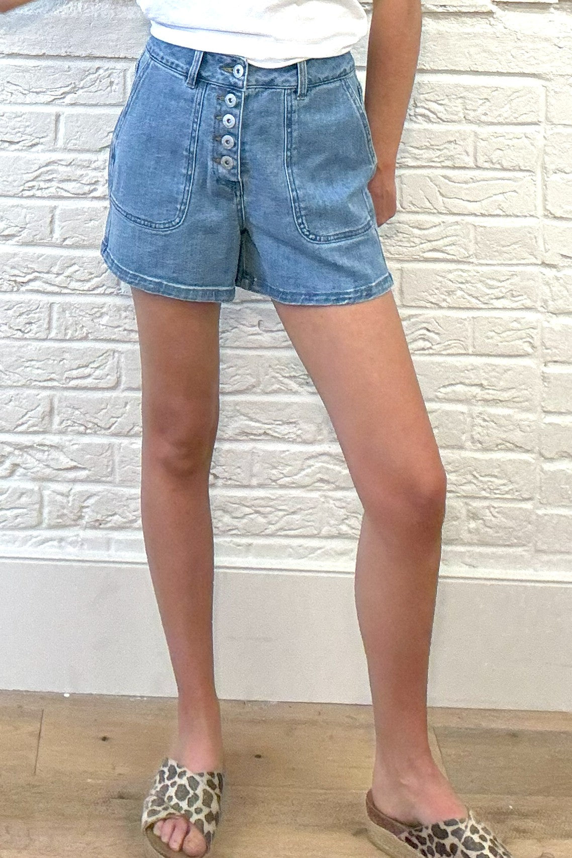 Jenna Patch Pocket Denim Shorts