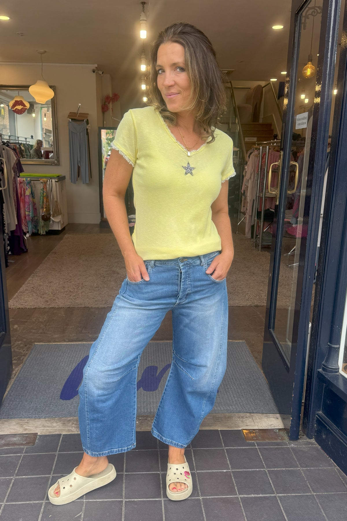 Vintage Wash Barrel Leg Jeans