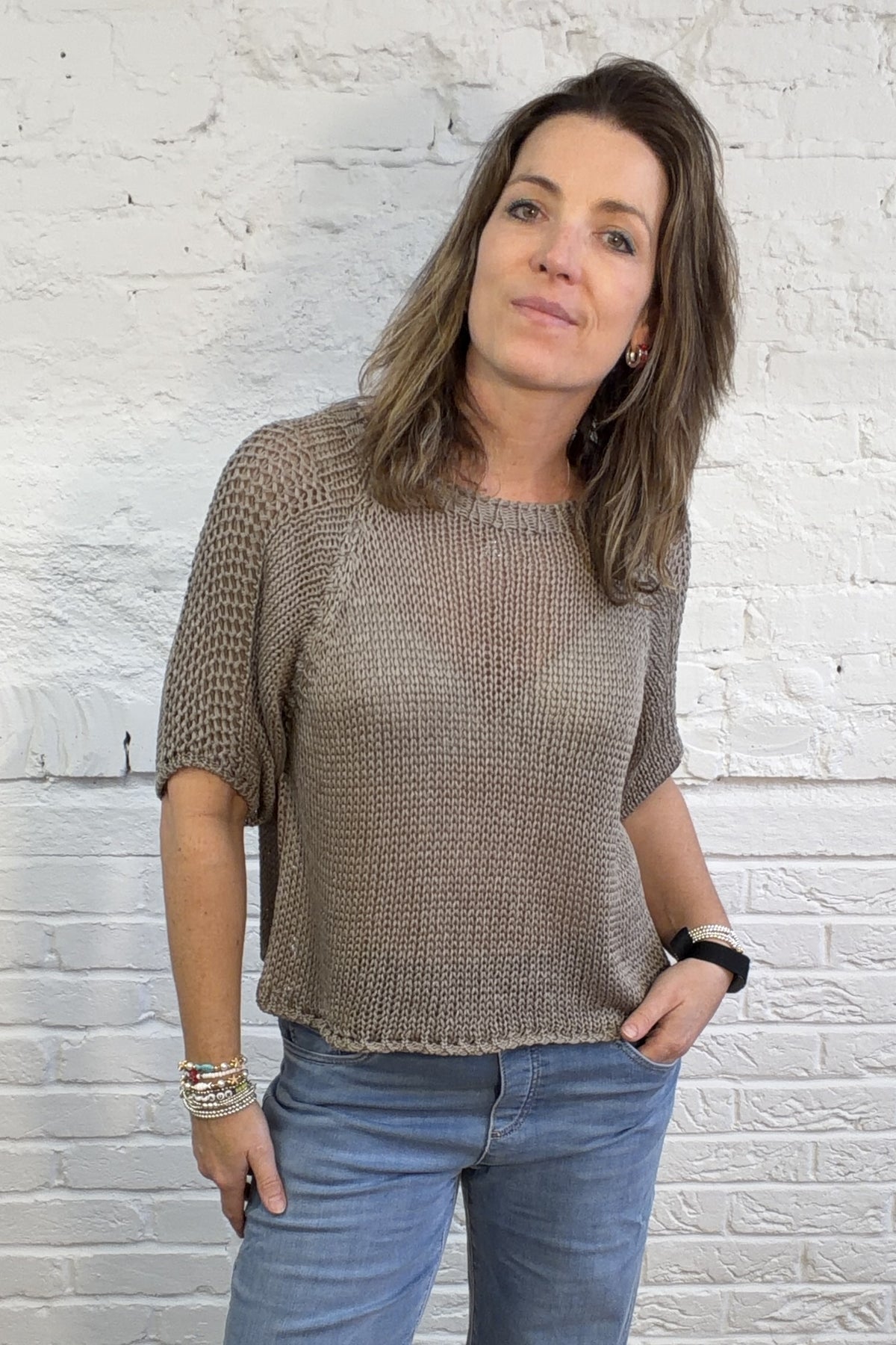 Kiki Cotton Crochet Knit Sweater