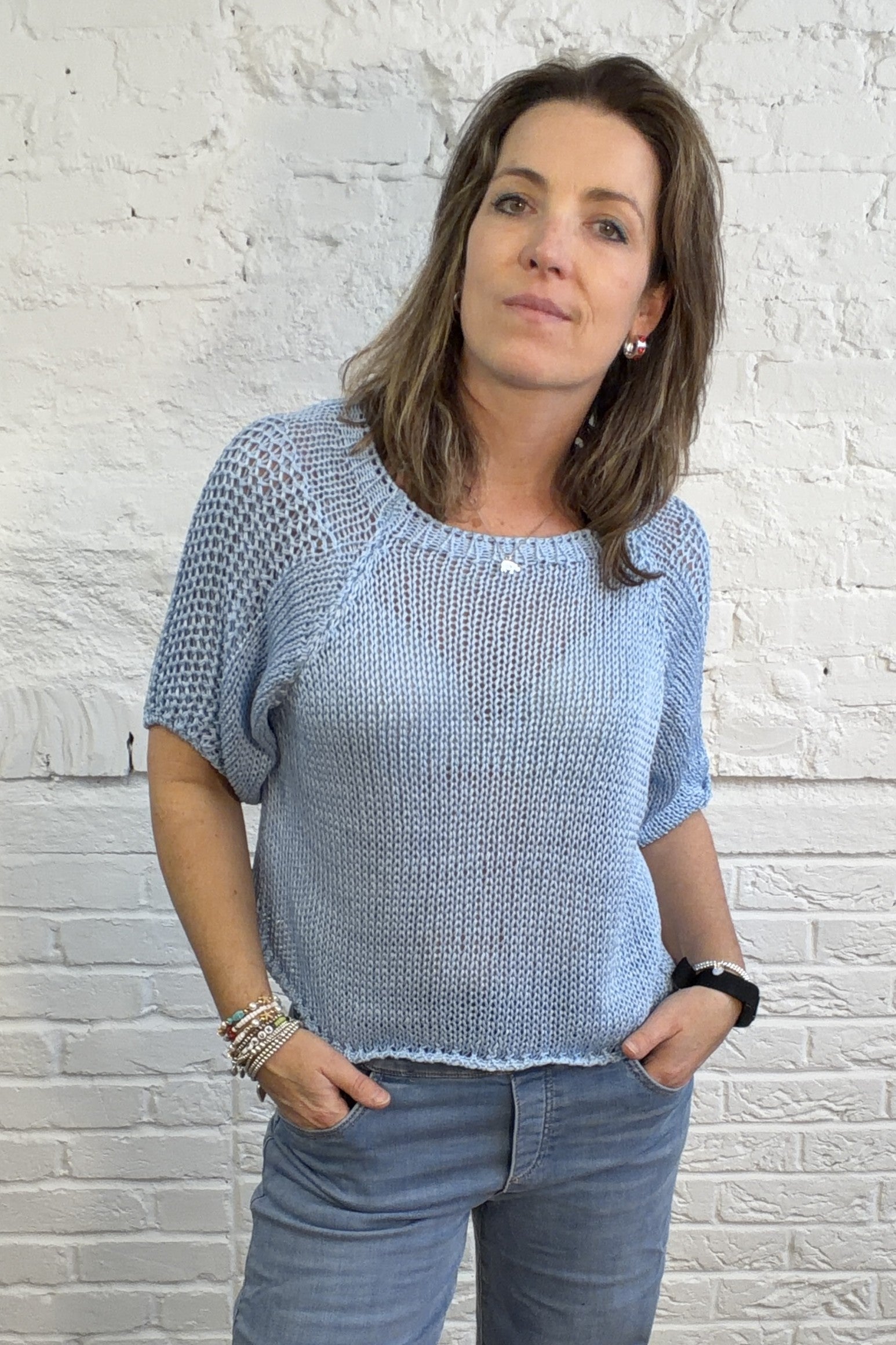 Kiki Cotton Crochet Knit Sweater