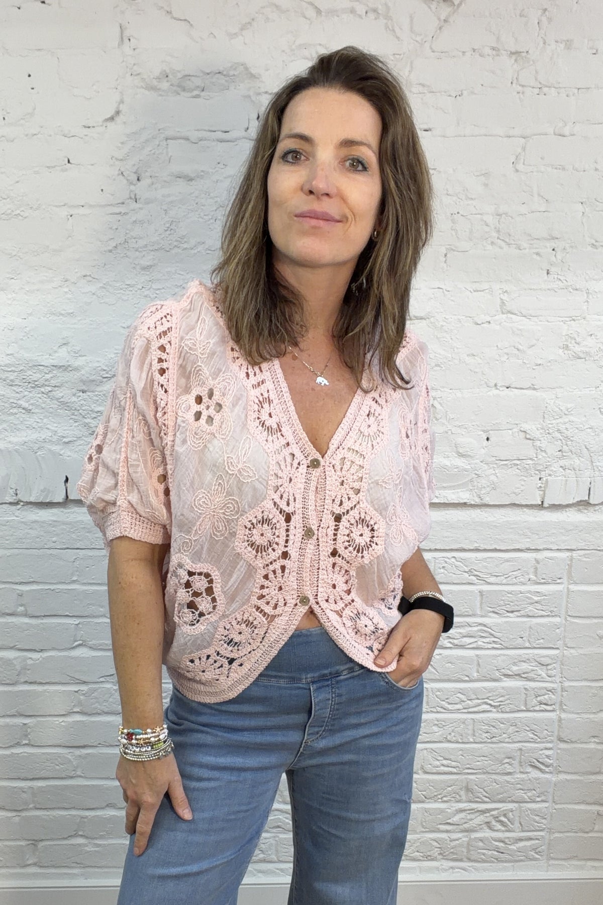 The Nell Embroidery Cotton Crochet Top