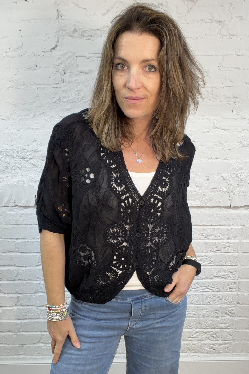 The Nell Embroidery Cotton Crochet Top
