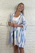 Long Abstract Print Cotton Shirt