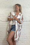 Long Abstract Print Cotton Shirt