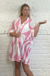 Long Abstract Print Cotton Shirt