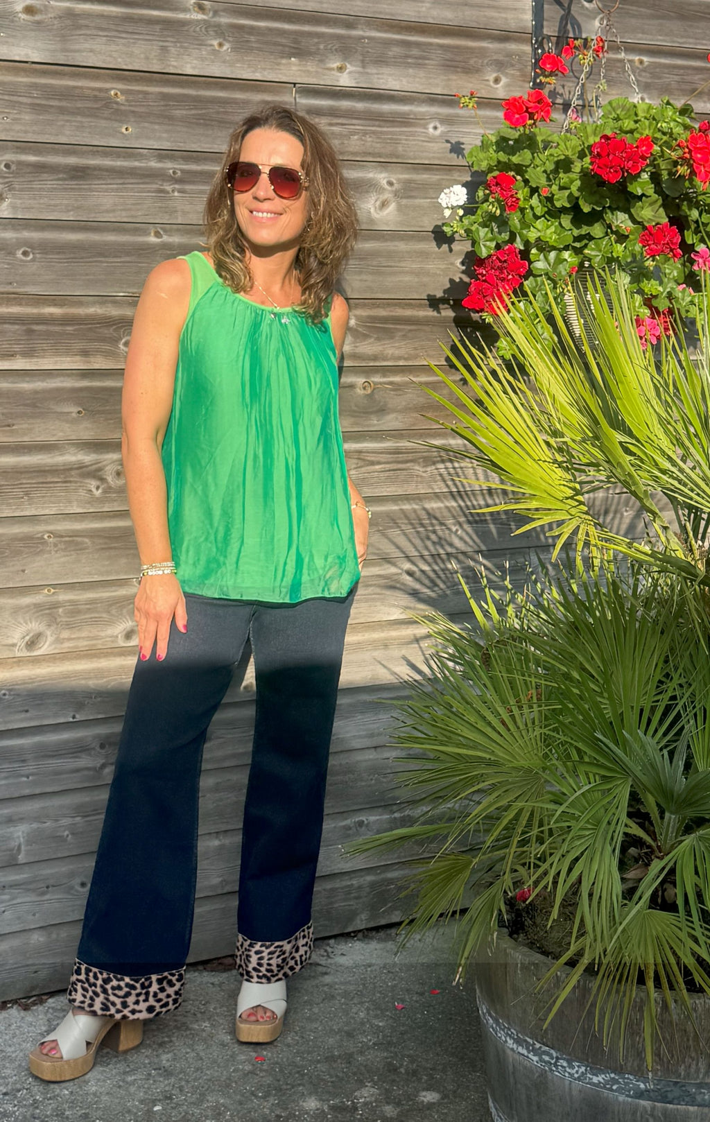 Silk Vest Top with Silver Heart Charm